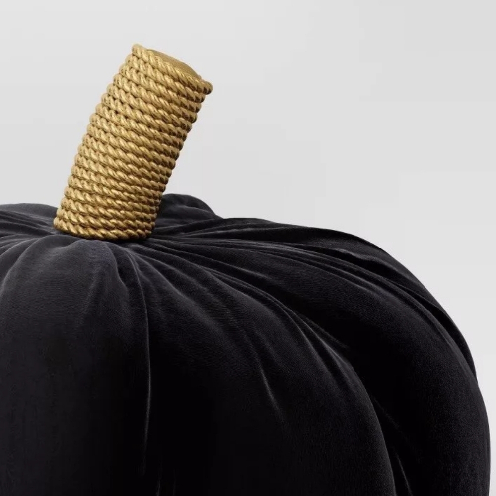 Threshold Halloween Velvet Pumpkin Shaped Throw Pillow Black Novelty - Picture 4 of 4
